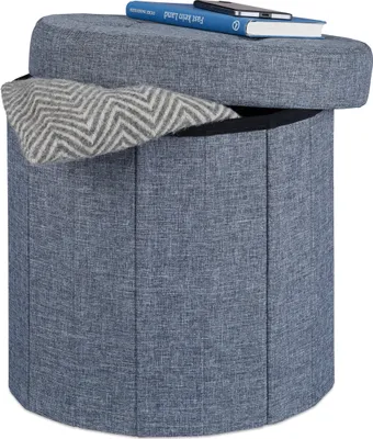 Produktbild von Relaxdays Sitzhocker mit Stauraum Größe M, Fußhocker mit Deckel, Polsterhocker zur Aufbewahrung, 38x38x38 cm, dunkelgrau