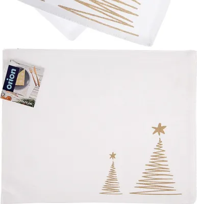 Produktbild von Orion Telleruntersetzer Tischunterlage Tischmatte aus Baumwolle weihnachtlich grau CHRISTBAUM 33,5x26 cm