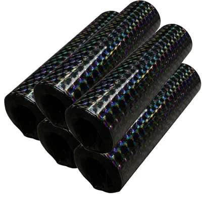 Produktbild von 5 Rollen Papier Luftschlangen schwarz metallic holografisch