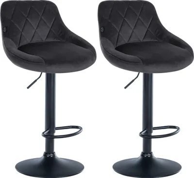 Produktbild von 2er Set Barhocker Lazio Samt, Farbe:Dunkelgrau, Gestell Farbe:schwarz