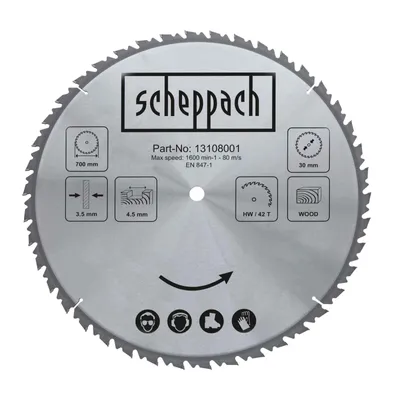 Produktbild von Scheppach HW Kreissägeblatt - Ø 700 x 30 x 4,5 x 3,2 mm | 42 Zähne | Ersatzsägeblatt für Handkreissägen
