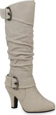 Produktbild von Mytrendshoe Elegante Damen Stiefel Warm Gefütterte Winter Boots Schuhe 98232, Farbe: Creme, Größe: 39