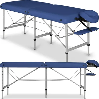Produktbild von HABYS Medmal, 2 Zonen Aluminium Massageliege | Massageliege Klappbar, Massagetisch, Massagebank | Vollausstattung | 180x60 Blau