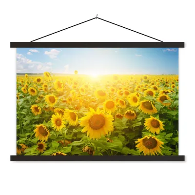 Produktbild von MuchoWow® Textilposter Sonnenblume - Sonne - Wolken 90x60 cm mit schwarzem Rahmen - Aufhängungssatz