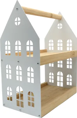 Produktbild von UNUS® Haus-Etagere mit 2 Etagen und Griff, Holz-Etagere Bambusholz Metall weiß
