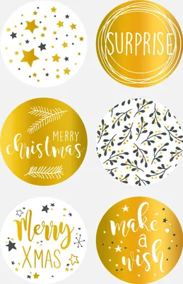 Produktbild von Sticker Xmas rund gold Packung mit 6 Stück