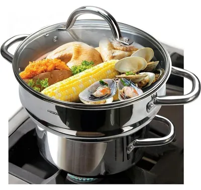 Immagine prodotto di Set di 3 pentole a vapore, acciaio inossidabile senza nichel, diametro 20-24 cm