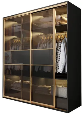 Produktbild von designer Schlaf Zimmer Schrank Glas Schränke Wand Kleider Luxus Holz Edelstahl