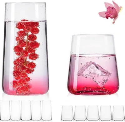 Productafbeelding van Set van 12 glazen - 450 ml & 550 ml - Elegante drinkglazen voor water, sap en cocktails