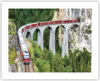Produktbild von Poster - Poster ohne Rahmen - Viadukt Landwasser Zug - 50x40 cm - Wand Bild - Wanddeko - Wandbilder - Kunstposter - Wandposter - Bilder - Kunstdruck - Wanddekoration - Wandbild - P2XAA50x40-4605