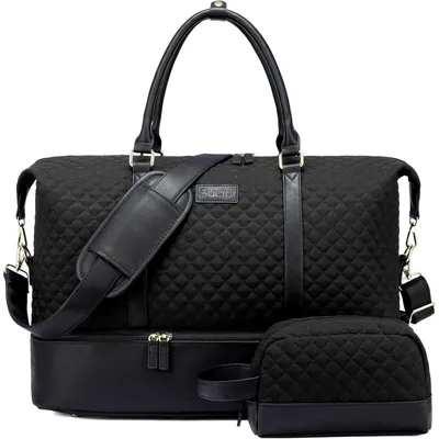 Productafbeelding van Reistas dames, weekendtas, handbagage, ziekenhuistas met schoenvak en natvak, zwart, XL