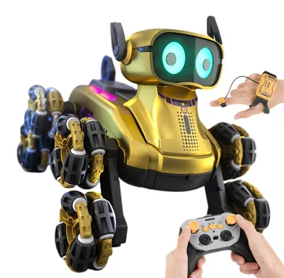 Produktbild von Roboter Hund Ferngesteuert, Roboterhund 8-Rad Stunt Auto mit 360 Grad Drehung & Verwandlung, Hindernisueberwindung, Klettern, Doppel Akku Spielzeug fuer Kinder ab 4-12 Jahren,Gold