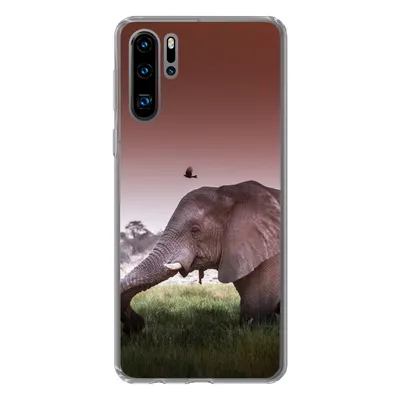 Produktbild von MuchoWow® Handyhülle Schutzhülle Hülle für Huawei P30 Pro Elefant - Gras - Sonne - Tiere Silikon Softcase Handy Hülle - Schutzdeckel