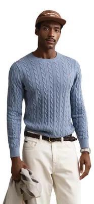Produktbild von GANT Strickpullover aus Baumwolle mit Rundhalsausschnitt und Zopfmuster