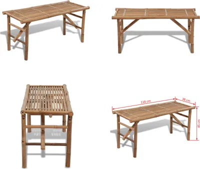 Immagine prodotto di vidaXL Panca da giardino pieghevole 118 cm in bambù - Panca da giardino - Panche da giardino - Panca da terrazzo - Panche da terrazzo