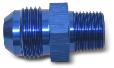 Productafbeelding van Russell 660460: Aluminium adapter met geanodiseerde afwerking, 6 AN aansluiting, overgang naar 0,95 cm NPT, blauw