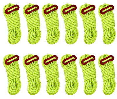Produktbild von Set mit 12 Campingseilen mit Spannvorrichtung, 4 mm x 4 m