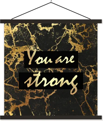 Produktbild von MuchoWow® Textilposter Zitat - Motivation - Gold - Marmor 60x60 cm mit schwarzem Rahmen - Posteraufhänger