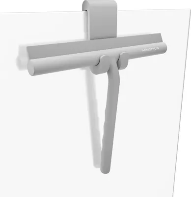 Obrázok produktu pre Stierka do sprchy s háčikom - Silikónová stierka na okná - Stierka do sprchy na sklenené dvere - Stierka do kúpeľne - Stierka (21 cm, čierna)