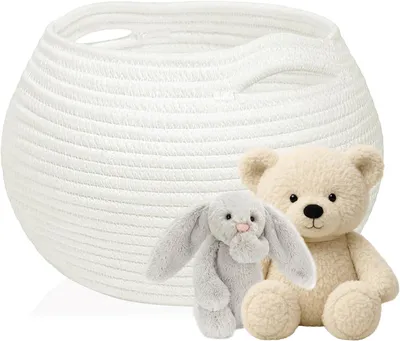 Immagine prodotto di Cesto di stoccaggio rotondo, realizzato in materiale di cotone intrecciato, dimensioni 25 x 21 cm, ideale per il soggiorno e il bagno