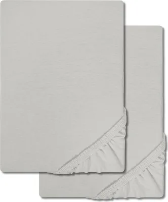 Productafbeelding van Dubbelpack CloudComfort Basic rekbare hoeslaken van jersey, zilvergrijs, 120 x 200 cm (2 stuks)
