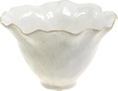 Produktbild von Keramik Blumentopf Weiß Landhausstil Blumenkelch Pflanztopf Deko Ø19cm