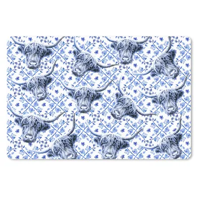 Produktbild von MuchoWow® Mauspad Mousepad Schottischer Highlander - Delfter Blau - Muster 27x18 cm - Mousepads - Maus Mat - Pad - Mausunterlage - Büroartikel - Desk Matten