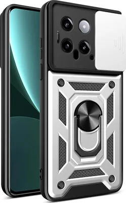 Produktbild von Hülle für Xiaomi 14 Pro Magnetische Ring Ständer Halter Dia Kameraschutz TPU Bumper Silikon Schutzhülle Silber