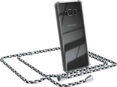 Produktbild von EAZY CASE Handykette kompatibel mit Samsung Galaxy S8, Handyhülle mit Umhängeband, Handykordel, Schutzhülle Clear, Band in Schwarz