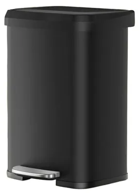 Image de Poubelle noire avec couvercle et pédale – gain de place – 40,5 x 38,1 x 58,6 cm