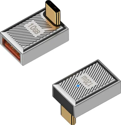 Produktbild von INF USB A Buchse auf USB-C Stecker Adapter, 120W, Winkel, Aluminiumlegierung