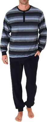Image de Normann Hommes Pyjama en éponge à rayures - aussi en grande taille ; bleu , 56