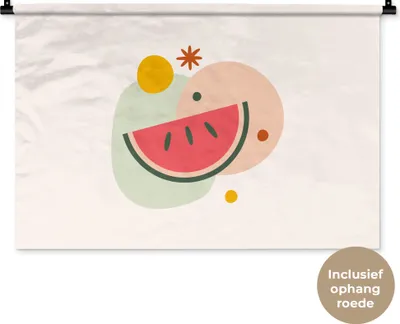 Produktbild von MuchoWow® Wandteppich Wandbehang Wassermelone - Obst - Pastell 90x60 cm Tapisserie Dekoration Wandtuch - Wandskulpturen - Bildteppich