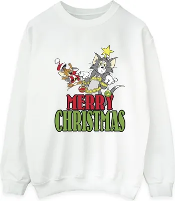 Produktbild von Tom And Jerry - "Merry Christmas Baubles" Sweatshirt für Herren BI47125 (L) (Weiß)