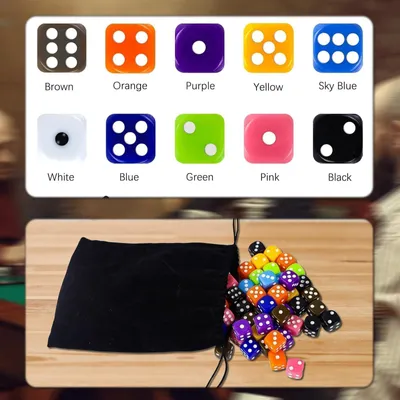 Imagen del producto de Fichas de doble cara, de colores, 100 unidades, 16 mm, con 6 caras, para juegos de cartas