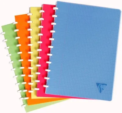 Produktbild von Spiralblock Linicolor Clairing A4 72 Blatt kariert mit Rand farbig sortiert Packung mit 5 Stück