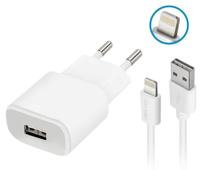Zdjęcie produktu dla Forever Ładowarka Sieciowa Tc-01 1X Usb 1A Biała + Kabel Lightning