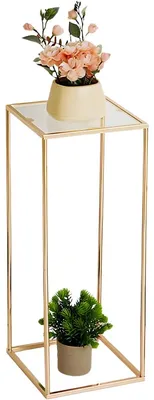 Productafbeelding van Set van 4 metalen zuilstandaarden – 60 cm. Geometrische vaasstandaarden voor bruiloften en evenementen – goud