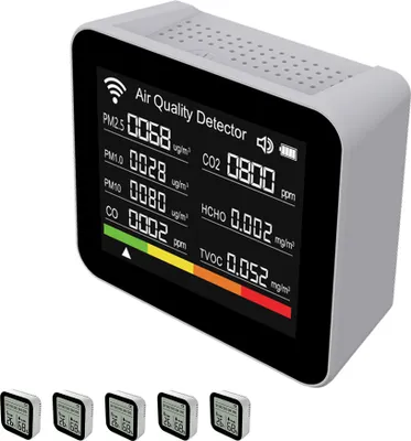 Zdjęcie produktu dla Monitor jakości powietrza Tuya WLAN 20 w 1, czujnik CO2 z wyświetlaczem, czujnik temperatury i wilgotności, sterowanie APP