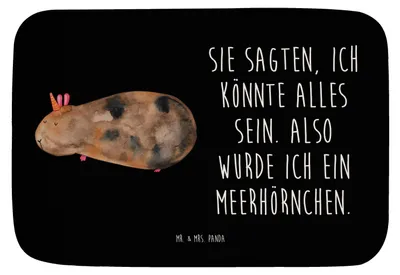 Produktbild von Mr. & Mrs. Panda Badvorleger Einhorn Meerschweinchen - Schwarz - Geschenk, Meerhörnchen, Badezimmerteppich, Unicorn, duschmatte, Teppich Bad, Einhörner, Badteppich
