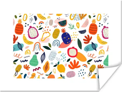 Produktbild von MuchoWow® Poster Obst - Banane - Birne - Abstrakt - Ananas 160x120 cm - Foto Plakat