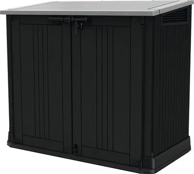 Produktbild von Garten-Gerätebox, Mülltonnenbox Keter Store-it-out Prime inkl. Gasdruckfedern 132 x 71,5 x 113,5 cm schwarz-grau