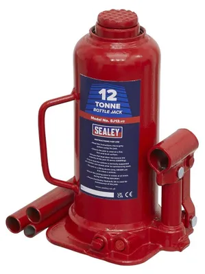 Flaschenwagenheber 12 t, rot, Stahl, Hub 230–465 mm
