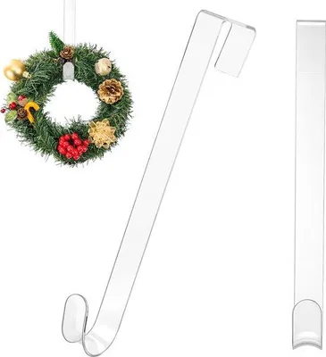 Immagine prodotto di Ghirlanda natalizia da appendere all'ingresso - Decorazione natalizia per la porta - Ganci da appendere all'ingresso - Metallici - Colore argento - Confezione da 2