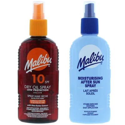 Zdjęcie produktu dla Malibu SPF10 Olejek Brązujący 200ml + Balsam W Sprayu Po Opalaniu 200ml