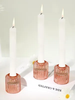Immagine prodotto di Portacandele in vetro per candele a colonna e tealight, marrone rossiccio, 3 pezzi