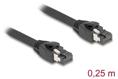 Produktbild von DeLOCK RJ45 Netzwerkkabel Cat.8.1 S/FTP 25 cm bis 40 Gbps schwarz, 0,25 m, Cat8.1, S/FTP (S-STP), RJ-45, RJ-45, Schwarz