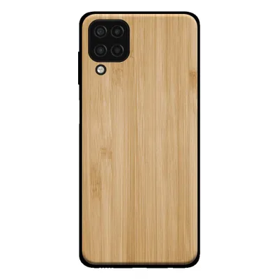 Productafbeelding van Smartphonica telefoonhoesje voor Samsung Galaxy A12,met houten uitstraling - achterkant van bamboe kunsthout, bruin