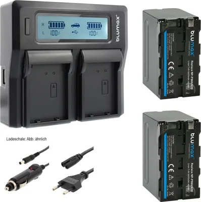 Produktbild von 2x Akku + Lader für Sony NP-F960 NP-F990 NP-F980 NP-F970 NP-F750 6600 mAh