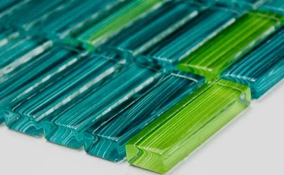 Produktbild von Handmuster Mosaikfliese Transluzent strichgrün Stäbchen Glasmosaik Crystal strichgrün MOS77-0508_m